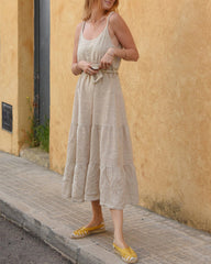 Suspender Dress Casual Vacation Style Splicing Design Sleeveless Long Dress