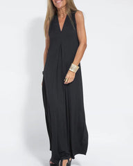 Elegant Solid Color Sleeveless Maxi Dress