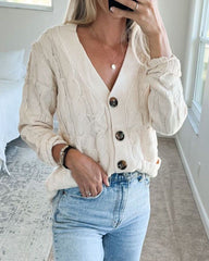 Plain Twist Button Cardigan Sweater