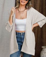 Open Front Oversized Long Sleeve Cardigans Outwear Solid Chunky Knit Sweaters Jackets