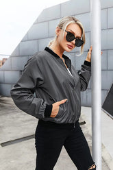 Bomber Zip Up Windbreaker Jacket - Zeagoo (Us Only)