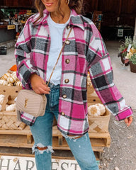 Flannel Shirt Long Sleeve Button Up Ladies Plaid Jackets