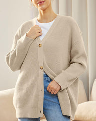 Open Front Oversized Button Lightweight Sweaters V Neck Loose Cardigans Knit Outwear