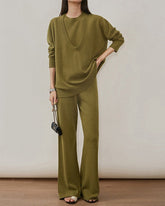 Casual Knit Long Sleeve Shirt Knit Vest Pants Three Piece Set