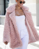 Pink Teddy Bear Coat Winter Warm Loose Oversized Fleece Jacket
