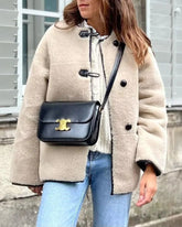 Round Neck Long Sleeve Faux Fur Coat