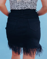 Solid Color Short Skirt Tassel Skinny Denim Skirts