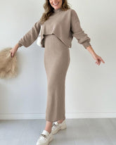 Knitted Sleeveless Sweater Dress Two-piece Set