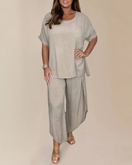 Two Piece Outfits Summer Short Sleeve Shirts and Pants Sets