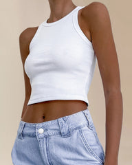 Round Neck Basic Racerback Ribbed Tank Top