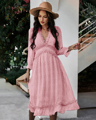 Chiffon V-neck Simple Floral Print Dress