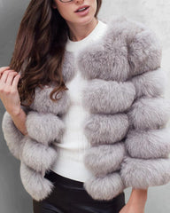 Faux Fox Fur Coat Short Jacket Winter Warm Outwear