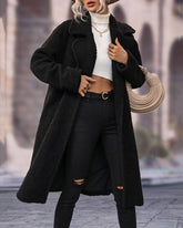 Faux Fur Plush Coat Lapel Collar Open Front Teddy Coat