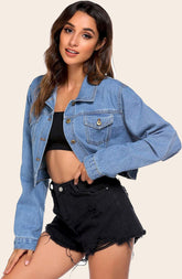 Cropped Denim Jean Jacket - Zeagoo (Us Only)