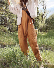 Loose V Neck Harem Jumpsuits Sleeveless Spaghetti Strap Baggy Overalls with Pocket