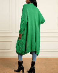 Ankle Length Women Cardigan Sweaters Trendy Drum Wave Knitted Jacket