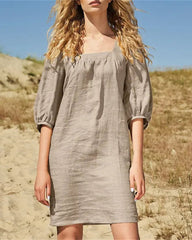 Square Neck Summer Short-Sleeved Casual Dress