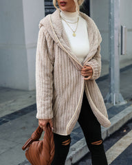Hooded Loose Double-sided Plush Buttonless Cardigan Jacket