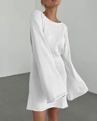 Elegant Backless Lace-up Bell Sleeve Mini Dress