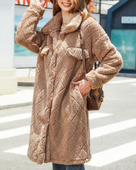 Plush Loose Single-breasted Rhombus Design Coat