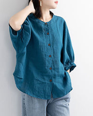 Lantern Sleeve Retro Loose Mid-sleeve Plus Size Shirt