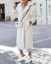 Irregular Single Breasted Lapels Womens Long Fur Coat