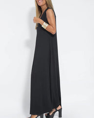 Elegant Solid Color Sleeveless Maxi Dress