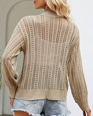 Rib Knit Button Front Cardigan with Pockets