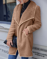 Lapel Irregular Mid -length Double -sided Plush Coat