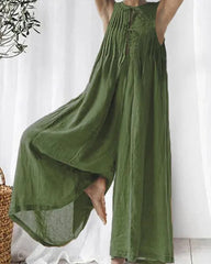 Cotton Linen Wide Leg Romper Bib Overalls Dressy Outfits Loose Button Down Overalls with Pockets