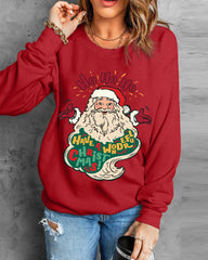 Christmas Santa Claus Graphic Round Neck Casual Tops