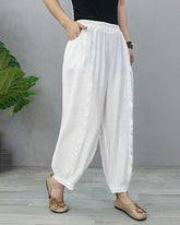 Elastic Waist Plus Size Women's Loose Casual Cropped Pants