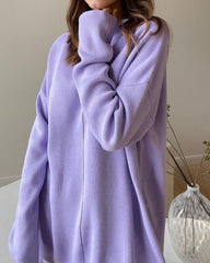 Long Sleeve Loose Casual Mid-Turtleneck Sweater