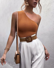 One-shoulder Sports Tank Tops Crop Tops Vest