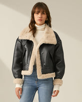 Loose Lapel Thick Velvet Imitation Leather Jacket