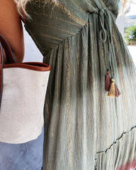 Tie Dye Sleeveless Long Dress Flowy Boho Maxi Sundress Spaghetti V Neck Dress with Belt