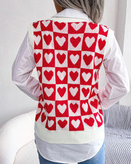 Valentine's Day Love V Neck Knit Sweater Vest