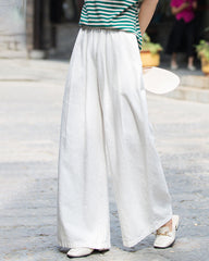 High Waist Casual Cotton Linen Wide Leg Jogging Harem Pants
