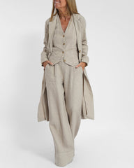 Effortlessly Chic Sleeveless Vest and Wide Leg Pants Set