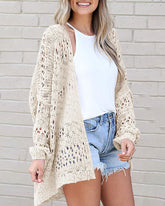 Long Sleeve Cutout Knit Cardigan