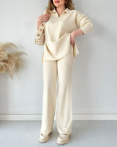 Women's Two Piece Sets Casual Loose Knitted Long Sleeve Sweater + Wide Leg Pants