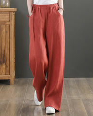 High Waisted Cotton Linen Palazzo Pants Wide Leg Long Pant Trousers