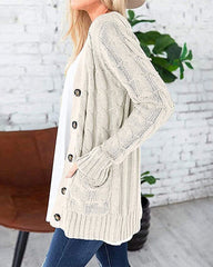 Plain Twist Button Cardigan Sweater