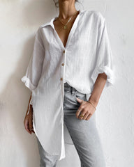 Half Sleeves Casual Tops Blouse Solid Basic Loose Travel Top