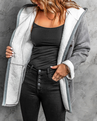 Fuzzy Fleece Lined Coat Mid-Length Suede Jacket