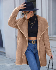 Lapel Irregular Mid -length Double -sided Plush Coat