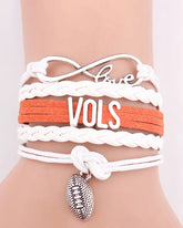 Multi-layered Leather Cord Friendship Bracelet Infinite Love Rugby VOLS Letter Bracelet
