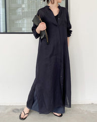 Solid Color Loose Shirt Dress