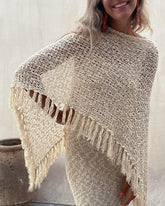 Dolman Sleeve Fringe Knit Sweater Pullover Cape Shawl Blouse