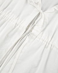 White Two-Piece Lantern Sleeve V-Neck Top and Shorts Set